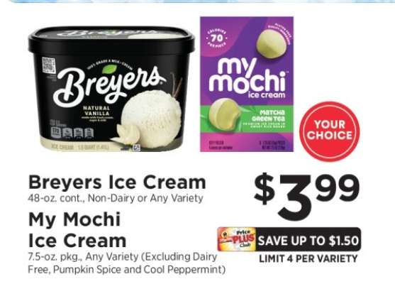 Breyers Ice Cream or My Mochi Ice Cream