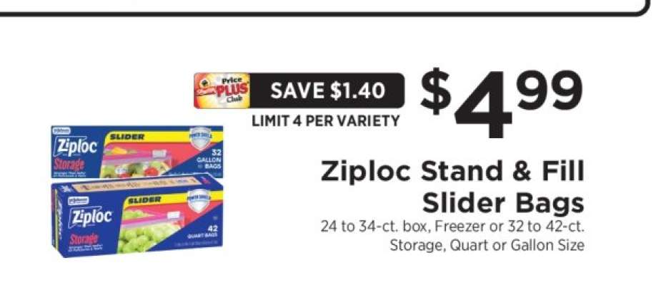 Ziploc Stand & Fill Slider Bags