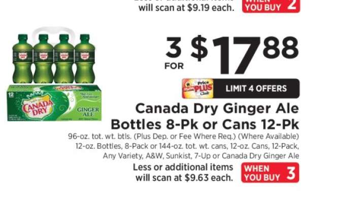 Canada Dry Ginger Ale Bottles 8-Pk or Cans 12-Pk