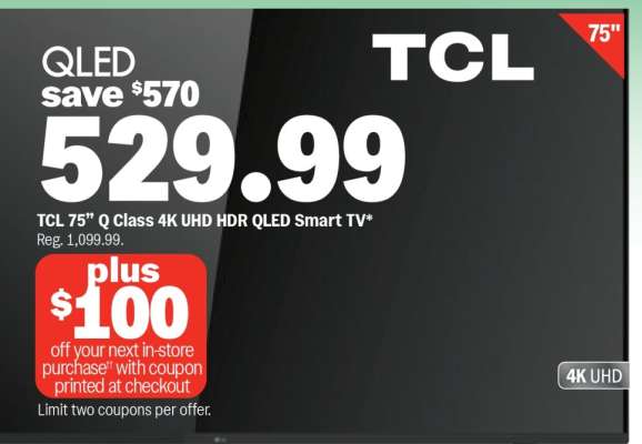 TCL 75” Q Class 4K UHD HDR QLED Smart TV