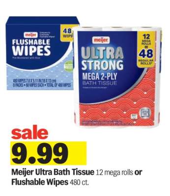 Meijer Ultra Bath Tissue or Flushable Wipes