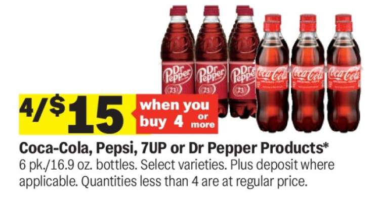 Coca-Cola, Pepsi, 7UP or Dr Pepper Products*