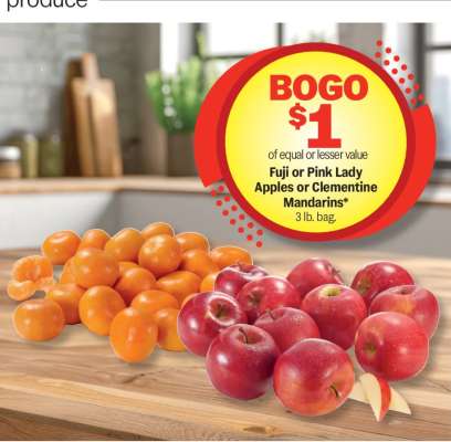 Fuji or Pink Lady Apples or Clementine Mandarins