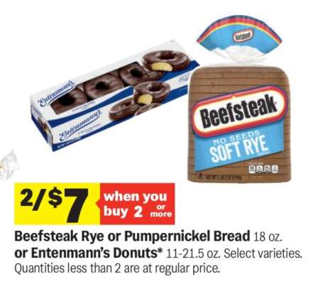 Beefsteak Rye or Pumpernickel Bread or Entenmann’s Donuts