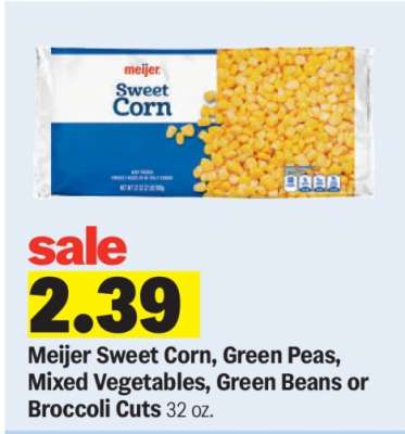 Meijer Sweet Corn, Green Peas, Mixed Vegetables, Green Beans or Broccoli Cuts