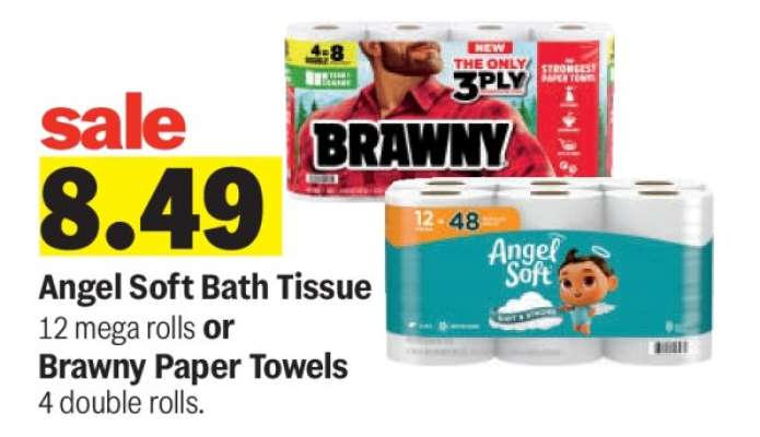 Angel Soft Bath Tissue or Brawny Paper Towels