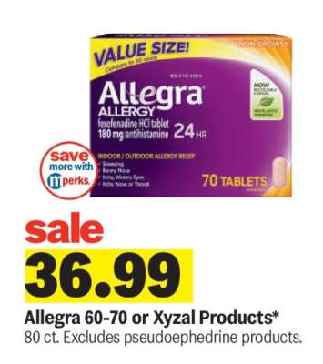 Allegra 60-70 or Xyzal Products