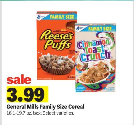 General Mills Family Size Cereal