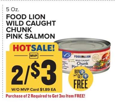 FOOD LION WILD CAUGHT CHUNK PINK SALMON