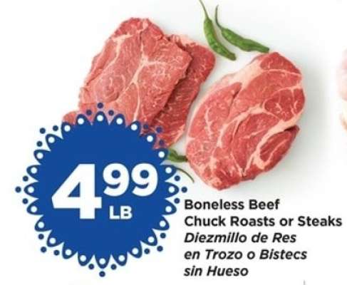 Boneless Beef Chuck Roasts or Steaks