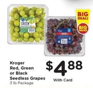 Kroger Red, Green or Black Seedless Grapes
