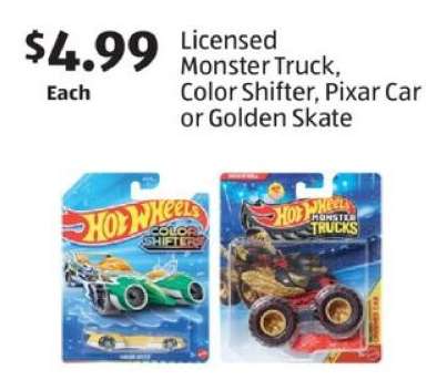 Licensed Monster Truck, Color Shifter, Pixar Car or Golden Skate