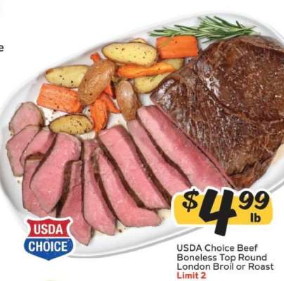 USDA Choice Beef Boneless Top Round London Broil or Roast