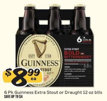 Guinness Extra Stout or Draught