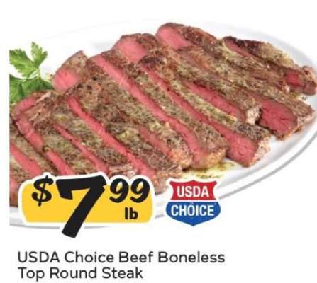 USDA Choice Beef Boneless Top Round Steak