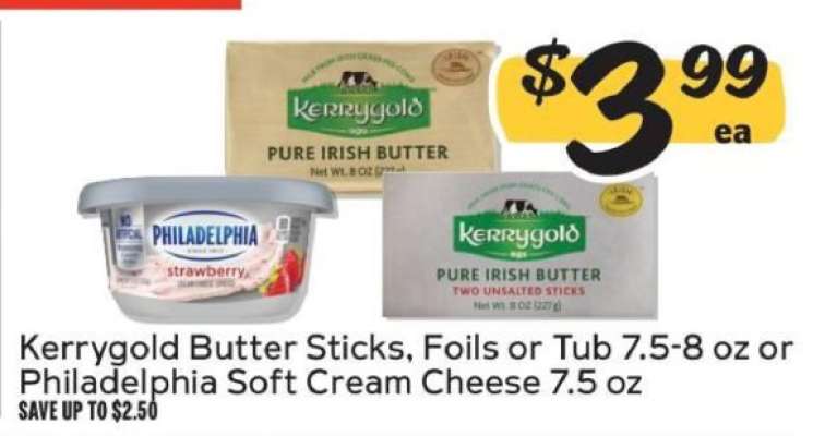 Kerrygold Butter Sticks, Foils or Tub or Philadelphia Soft Cream Cheese