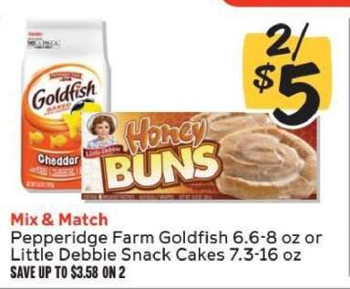 Pepperidge Farm Goldfish or Little Debbie Snack Cakes