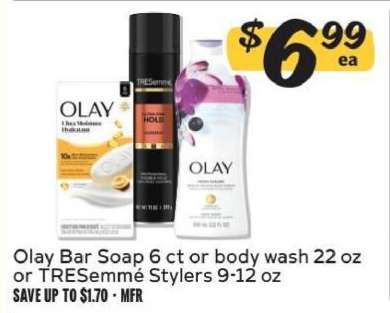 Olay Bar Soap or Body Wash or TRESemmé Stylers