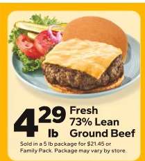 Fresh 73% Lean Ground Beef