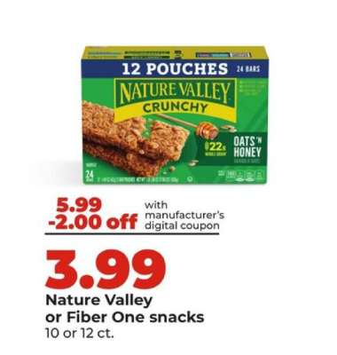 Nature Valley or Fiber One snacks