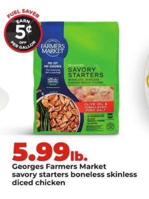 Georges Farmers Market savory starters boneless skinless diced chicken
