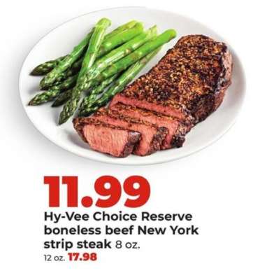 Hy-Vee Choice Reserve boneless beef New York strip steak