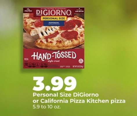 Personal Size DiGiorno or California Pizza Kitchen pizza