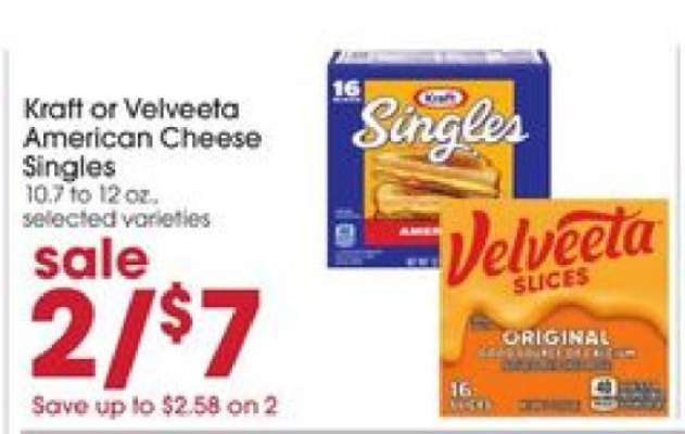 Kraft or Velveeta American Cheese Singles