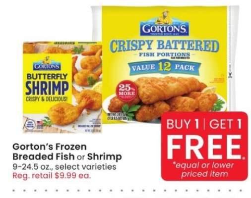 Gorton's Frozen Breaded Fish or Shrimp