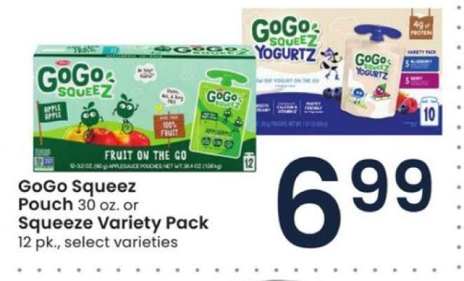 GoGo Squeez Pouch 30 oz. or Squeeze Variety Pack