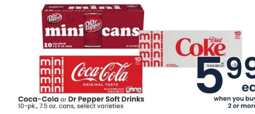 Coca-Cola or Dr Pepper Soft Drinks