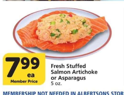 Fresh Stuffed Salmon Artichoke or Asparagus