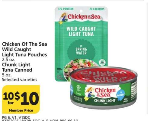 Chicken Of The Sea Wild Caught Light Tuna Pouches