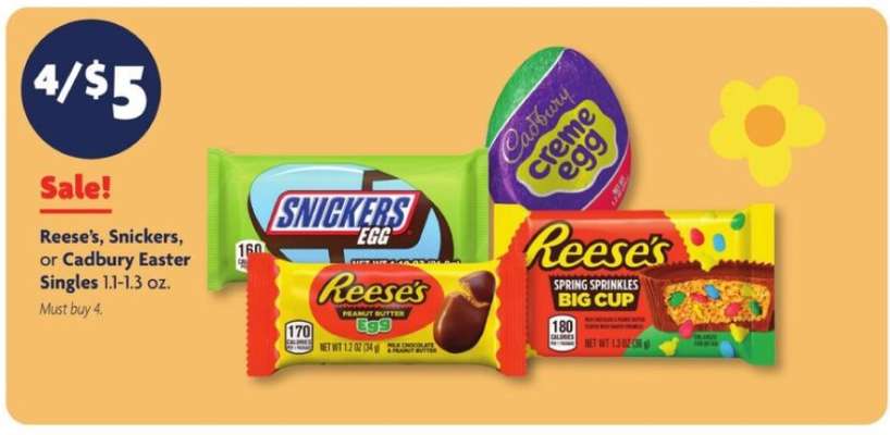 Reese's, Snickers, or Cadbury Easter Singles