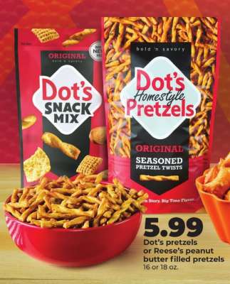 Dot's Pretzels or Reese's Peanut Butter Filled Pretzels