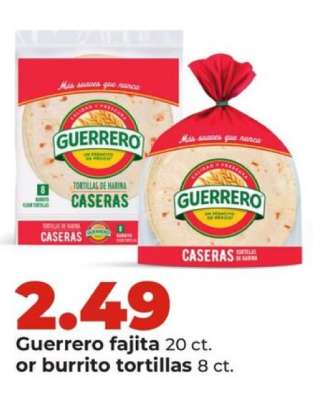 Guerrero fajita or burrito tortillas