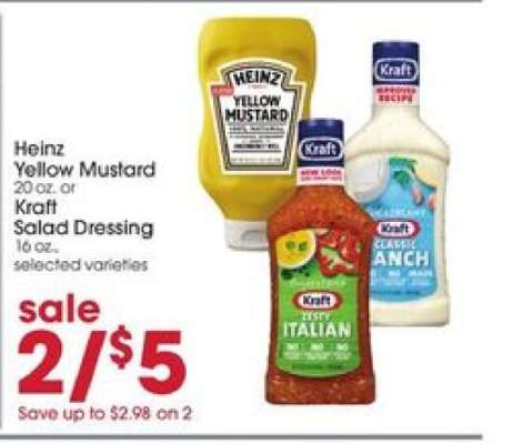 Heinz Yellow Mustard or Kraft Salad Dressing