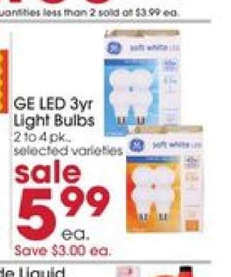 GE LED 3yr Light Bulbs