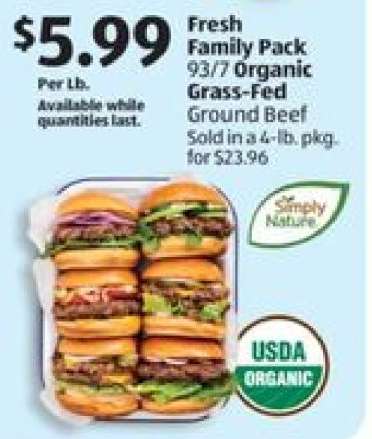 Fresh Family Pack 93/7 Organic Grass-Fed Ground Beef
