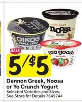 Dannon Greek, Noosa or Yo Crunch Yogurt