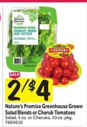 Nature's Promise Greenhouse Grown Salad Blends or Cherub Tomatoes