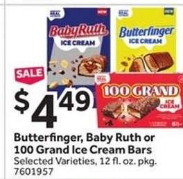 Butterfinger, Baby Ruth or 100 Grand Ice Cream Bars