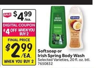 Softsoap or Irish Spring Body Wash