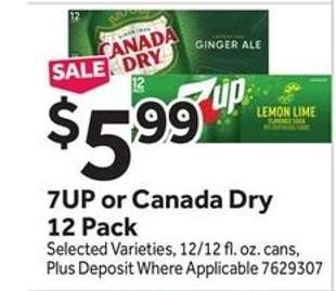7UP or Canada Dry 12 Pack