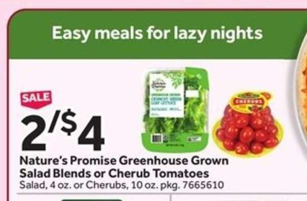 Nature's Promise Greenhouse Grown Salad Blends or Cherub Tomatoes