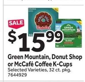 Green Mountain, Donut Shop or McCafé Coffee K-Cups