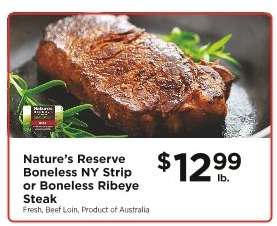 Nature’s Reserve Boneless NY Strip or Boneless Ribeye Steak