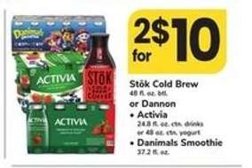 Stōk Cold Brew or Dannon Activia or Danimals Smoothie