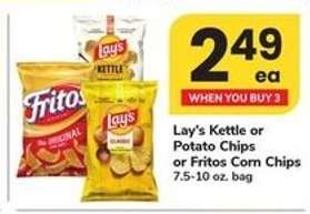 Lay's Kettle or Potato Chips or Fritos Corn Chips