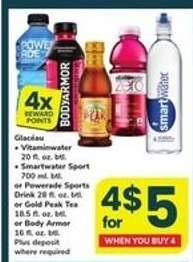 Glaceau Vitaminwater, Smartwater Sport, Powerade Sports Drink, Gold Peak Tea, Body Armor